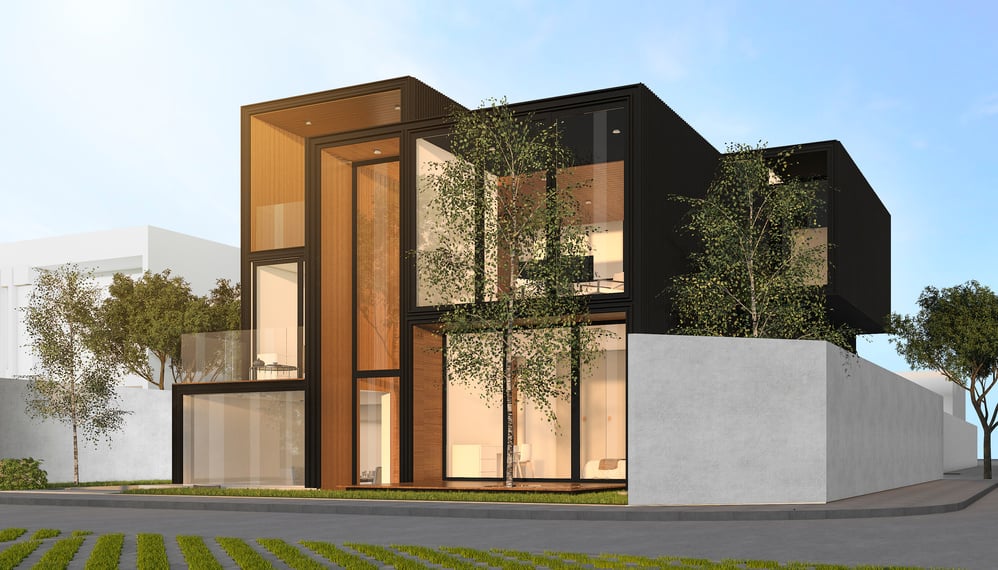 3d Minimal Black Wooden House